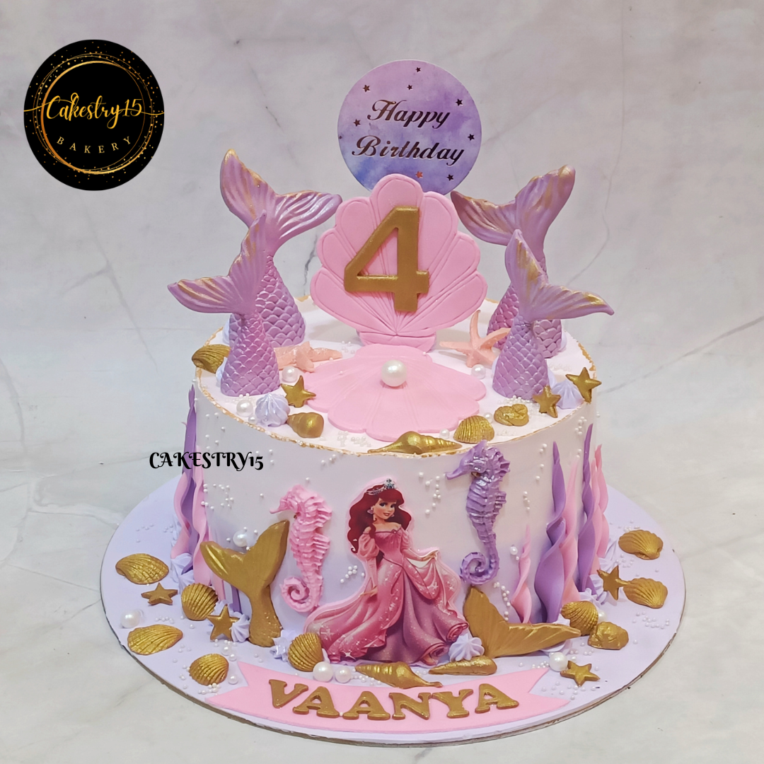 Mermaid Aqua 1.5kg  Butterscotch birthday Cake by cakestry15,cake full image