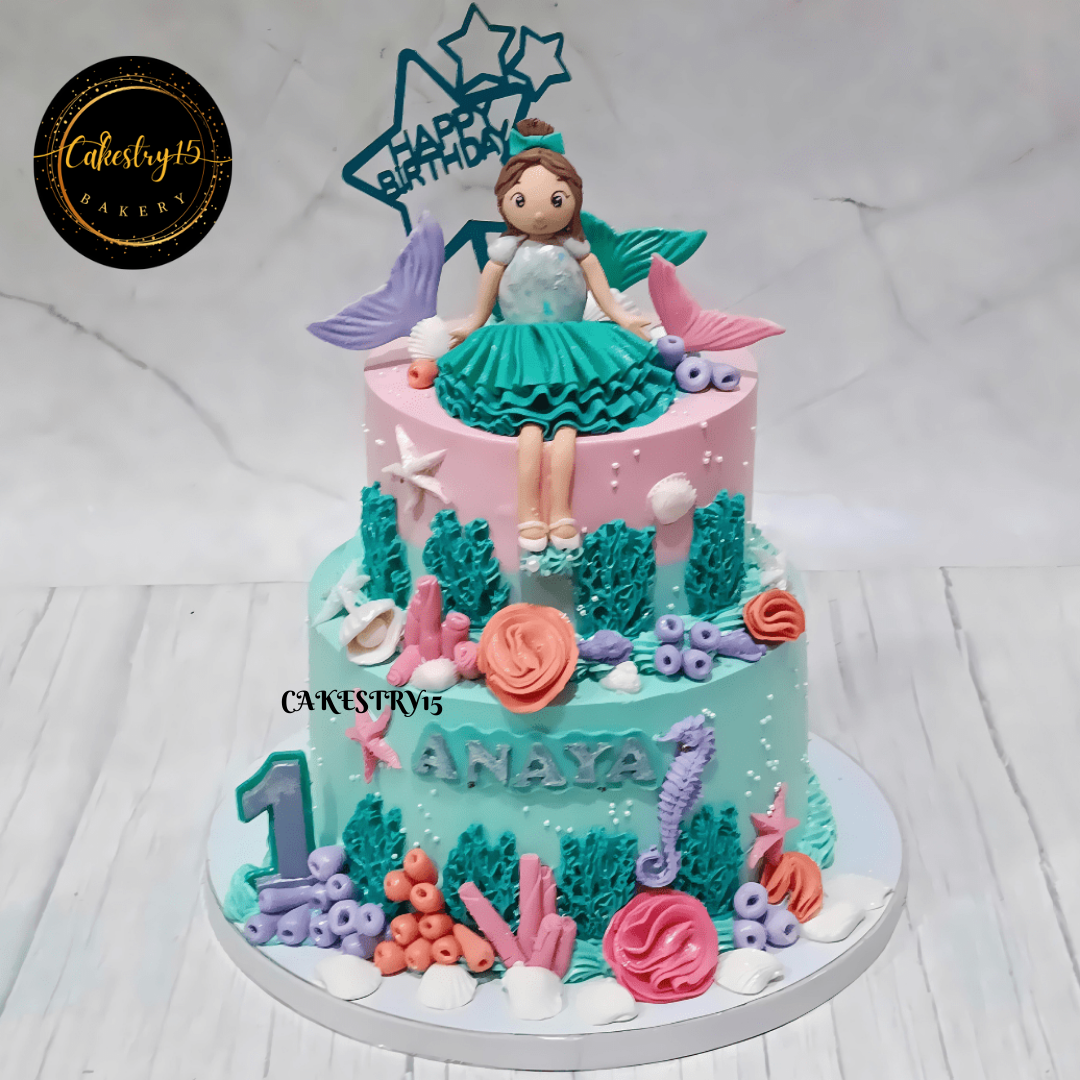 Mermaid Dreams 3kg blueberry first birthday Cake,cakestry15,noida,cake full image,cake for girls