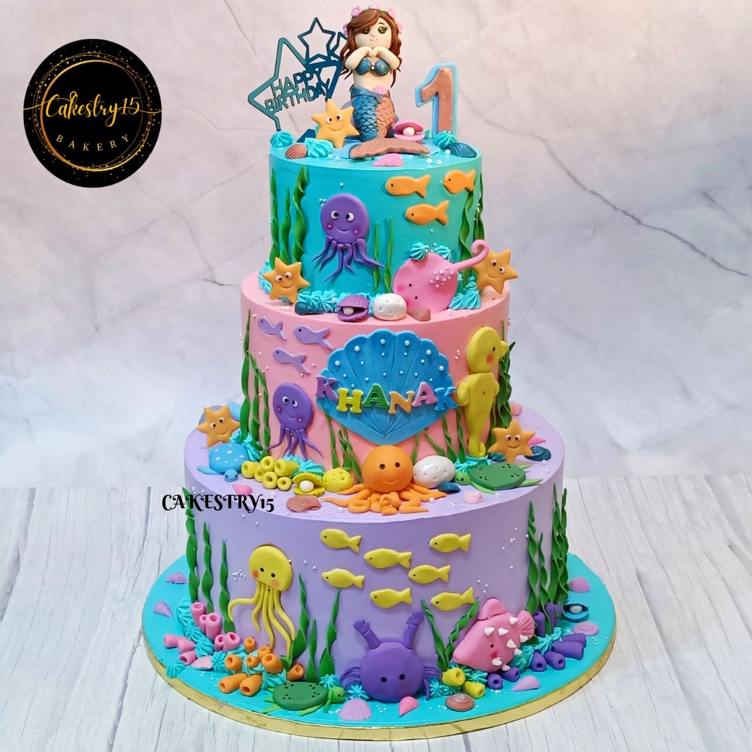 Mermaid Lagoon 8kg chocolate birthday Cake by cakestry15 noida,cake full image