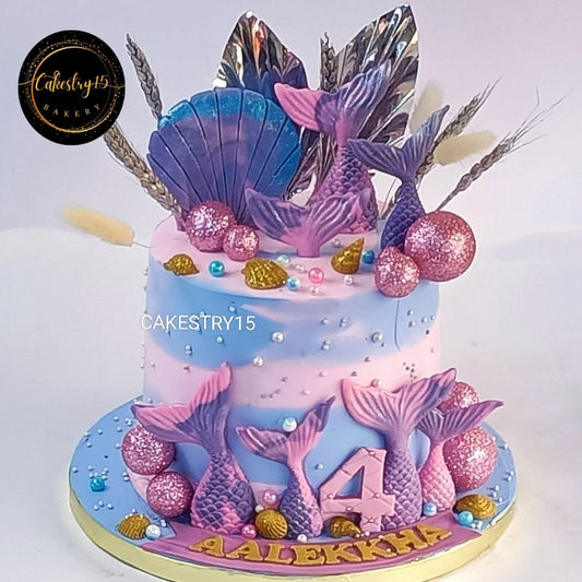 Mermaid Theme 2kg choco butterscotch birthday Cake by cakestry15,noida,cake full image