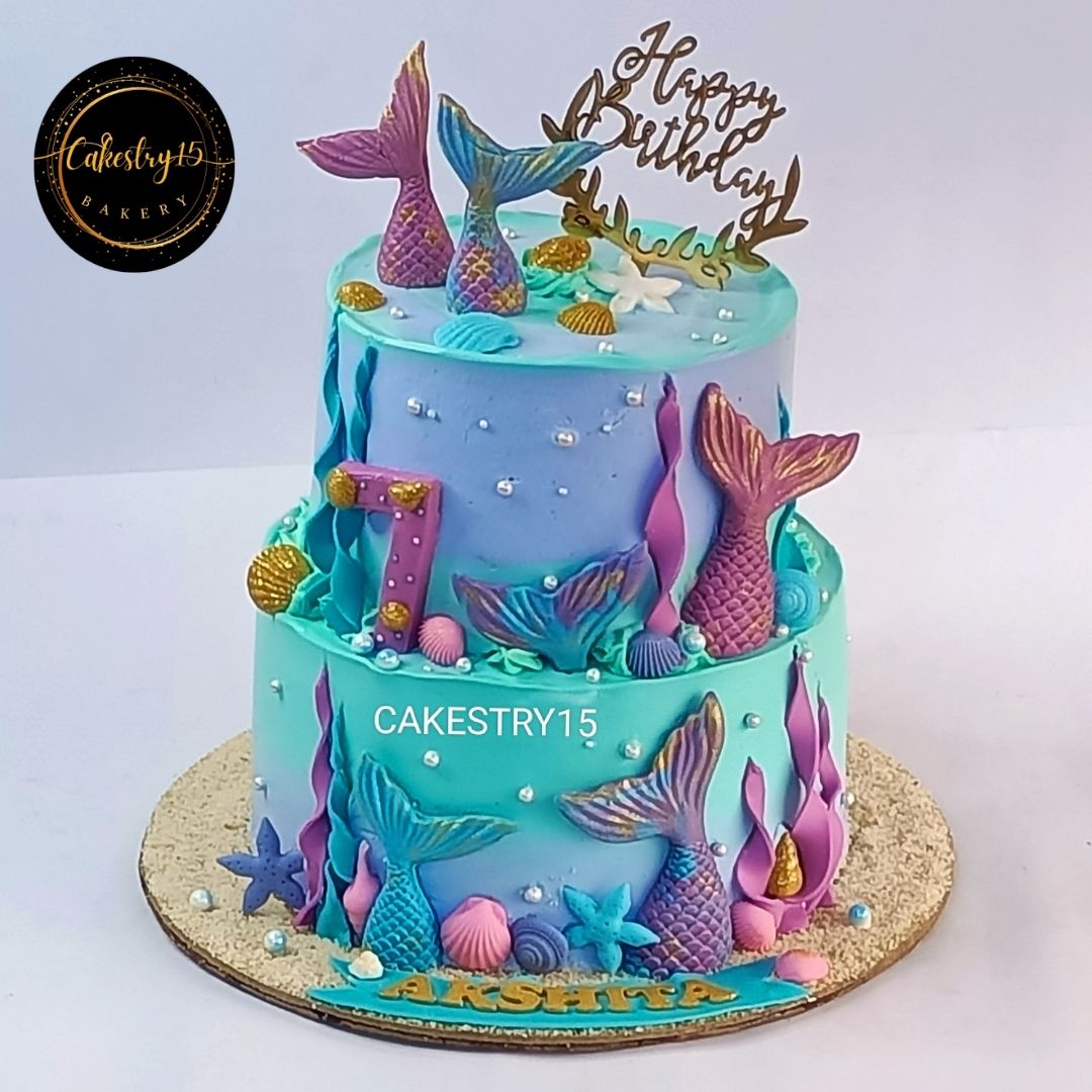 Mermaid Theme 3kg pineapple birthday Cake,cakestry15,noida,cake full image