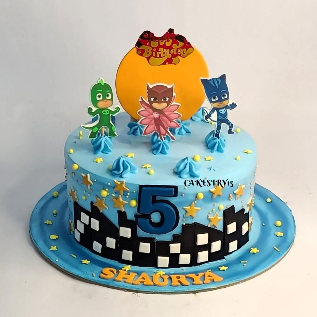 PJ Mask Theme 2kg chocolate birthday Cake,cakestry15,noida,cake full image