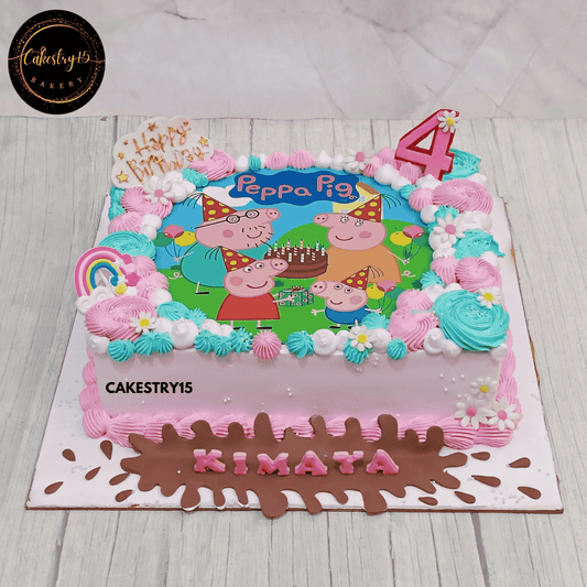 Peppa Pig Fantasy Cake,2kg black forest flavour 4th birthday cake for a girl by cakestry15 noida,cake full image