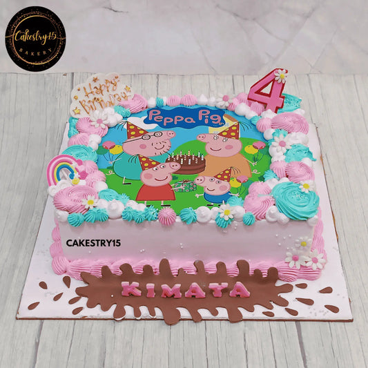 Peppa Pig Fantasy Cake,2kg black forest flavour 4th birthday cake for a girl by cakestry15 noida,cake full image