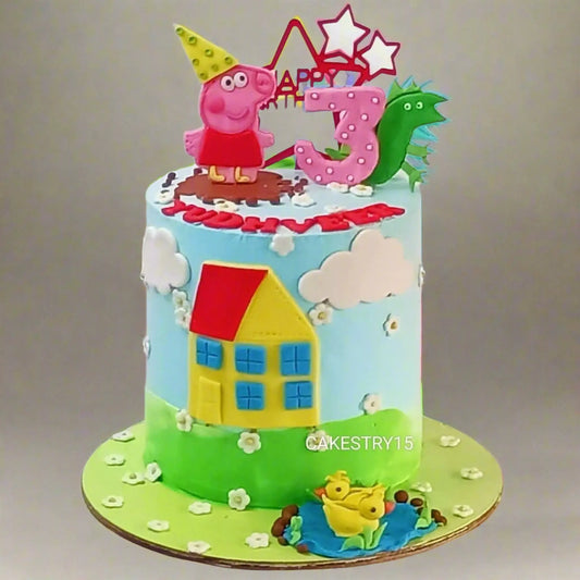 Peppa Pig Theme 2kg vanilla birthday Cake,cakestry15,noida,cake full image