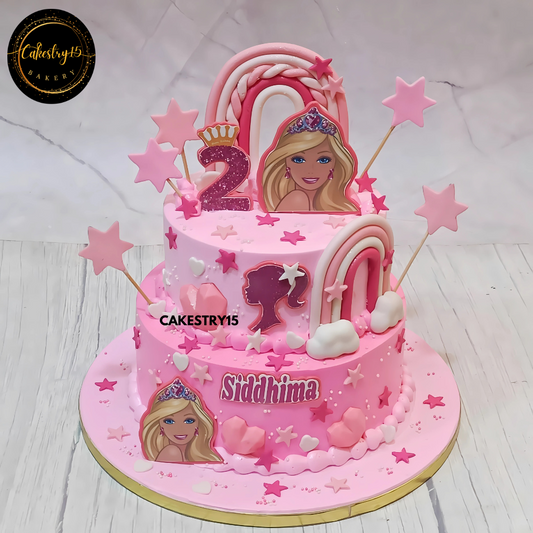 Pink Paradise Barbie Cake,2kg pineapple 2nd birthday cake for girl by cakestry15 noida,cake full image