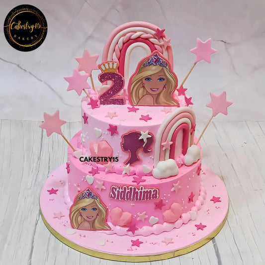 Pink Paradise Barbie Cake,2kg pineapple 2nd birthday cake for girl by cakestry15 noida,cake full image