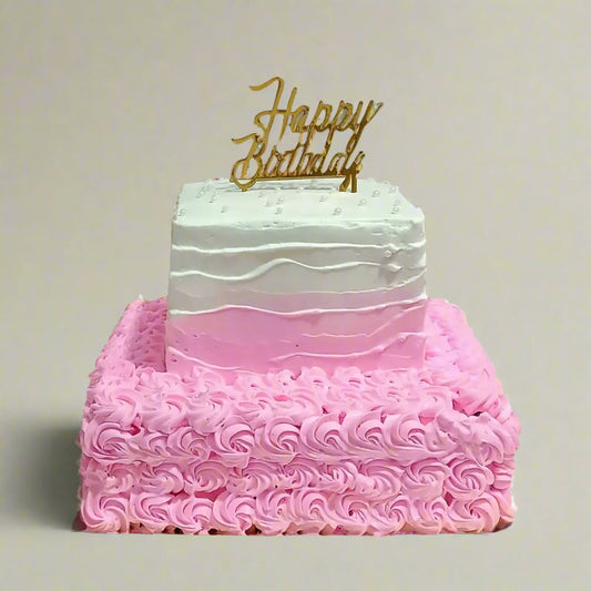 Pink Rosette 2 Tier 3kg blueberry birthday Cake by cakestry15,noida,cake full image