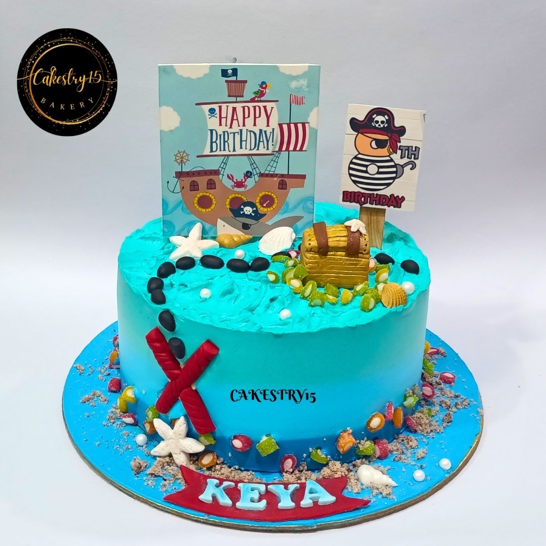 Pirate Theme Birthday 2kg chocolate Cake,cakestry15 noida,cake full image