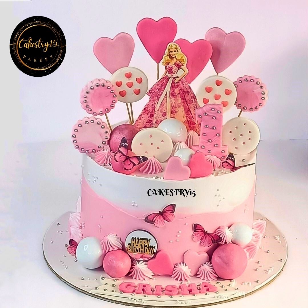 Princess Candyland 2kg butterscotch first birthday Cake by cakestry15 noida,cake full image