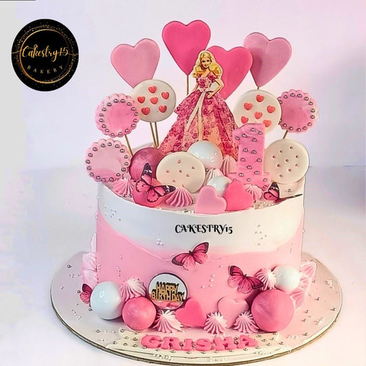 Princess Candyland 2kg butterscotch first birthday Cake by cakestry15 noida,cake full image