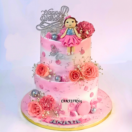 Princess Doll First Birthday 3kg butterscotch Cake by cakestry15 noida,cake full image