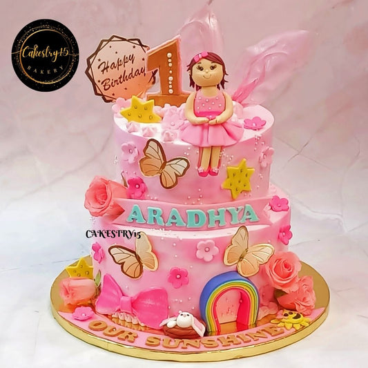 Princess Fairy Garden 3kg chocolate first birthday Cake by cakestry15 noida,cake full image