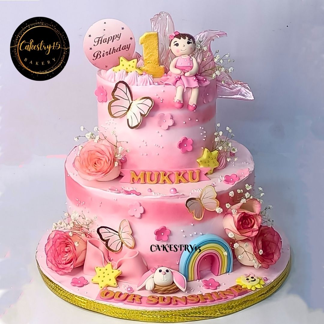 Princess Fairy Garden 4kg pineapple first birthday Cake by cakestry15 noida,cake full image