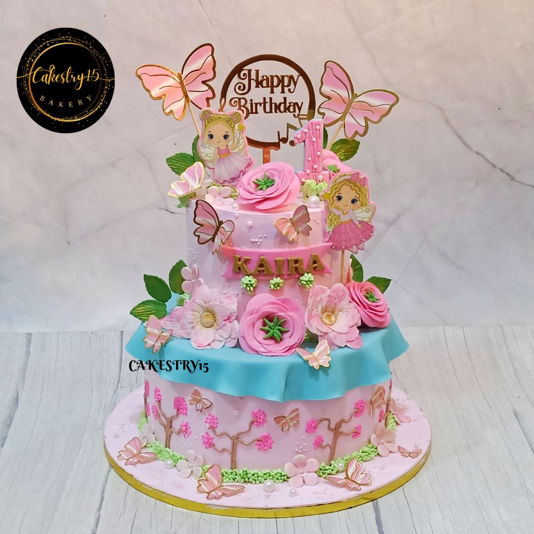 Princess Fantasy 3kg strawberry 
 first birthday Cake by cakestry15 noida,cake full image