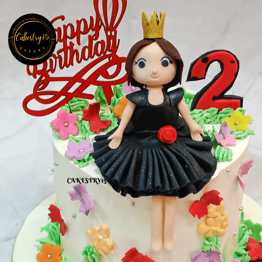 Princess Tiara 1kg pineapple 2nd birthday cake,cakes for girls,top angle image,cakestry15,noida