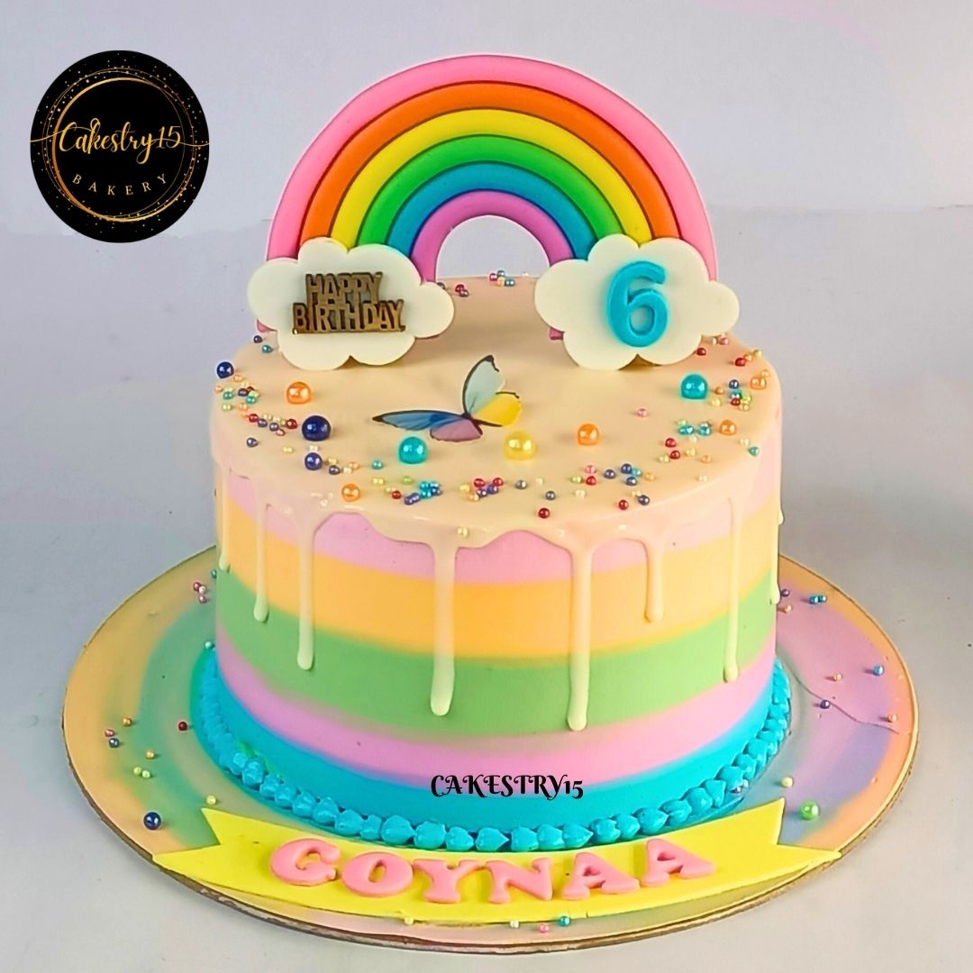 Rainbow Drip 1kg blueberry birthday Cake by cakestry15 noida,cake full image