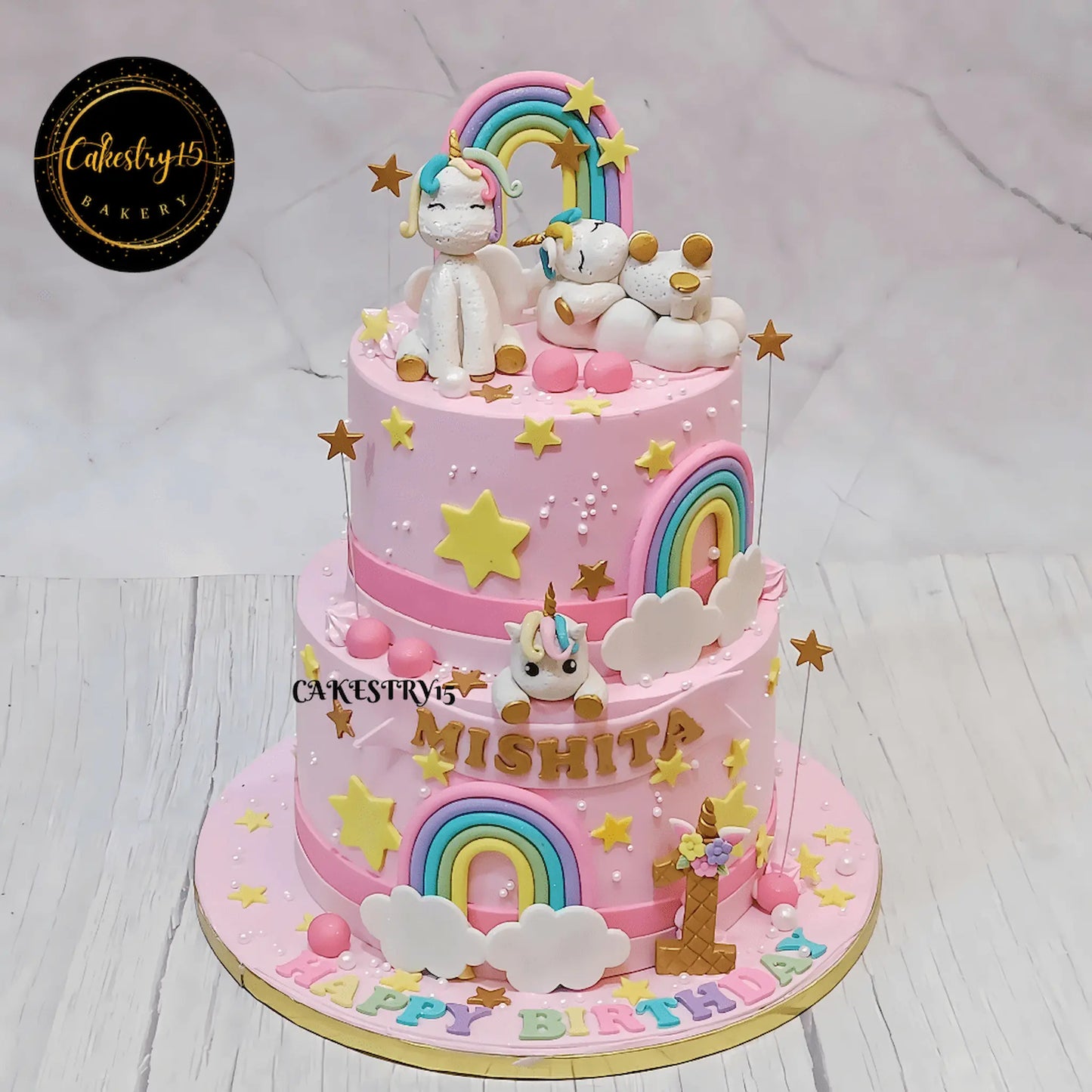 Rainbow Unicorn Bliss 3kg Cake,vanilla flavor,first birthday,cake for her by cakestry15,noida,cake full image 1