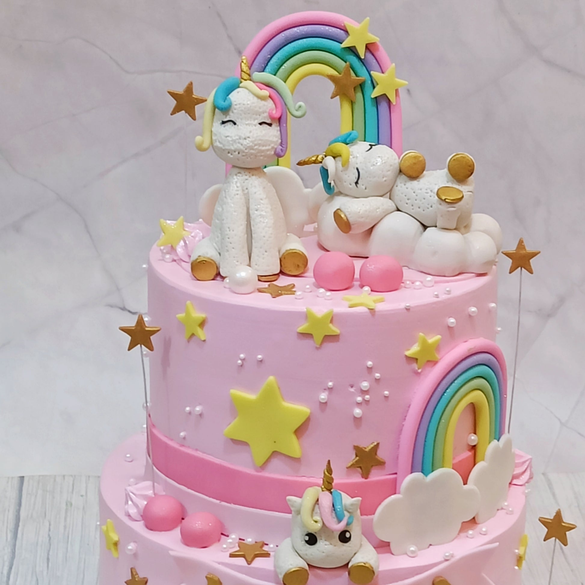 Rainbow Unicorn Bliss 3kg Cake,vanilla flavor,first birthday,cake for her by cakestry15,noida,cake top tier close up image