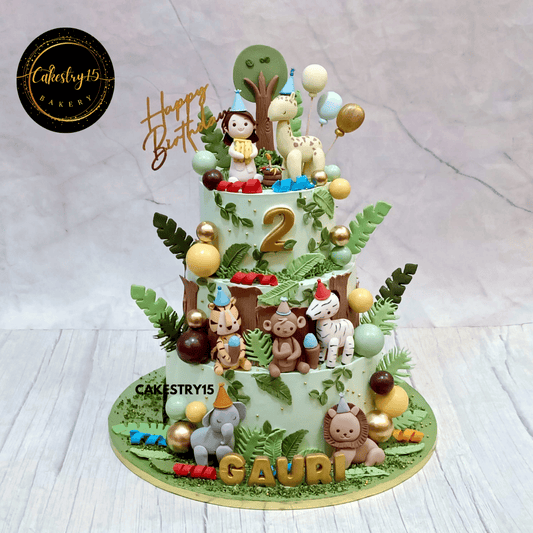 Safari Theme Cake,6kg chocolate 3tiered 2nd birthday cake by cakestry15 noida,cake full image,cake for boys and girls