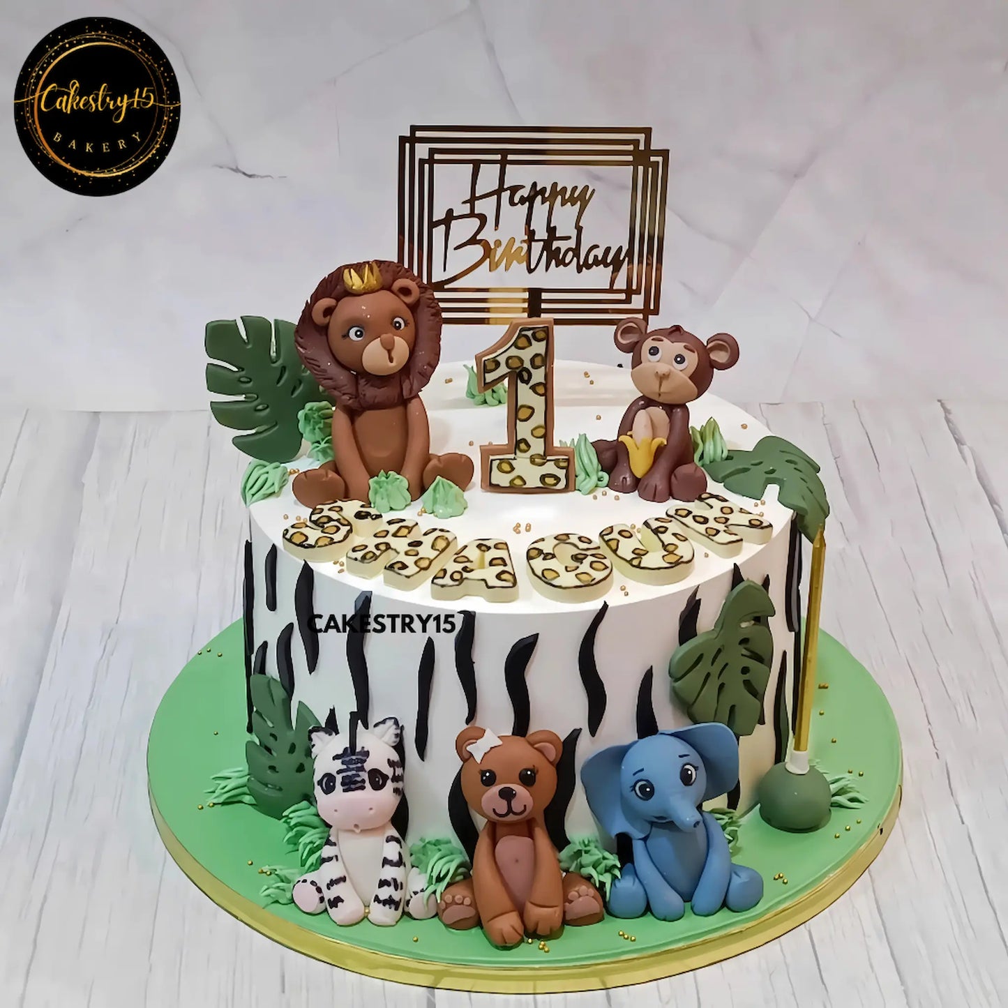 Savanna Safari Cake,2kg black forest first birthday cake by cakestry15 noida,cake full image