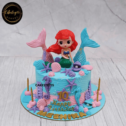 Sea Wonders Mermaid Cake,1kg chocolate 10th birthday cake for a girl by cakestry15 noida,cake full image