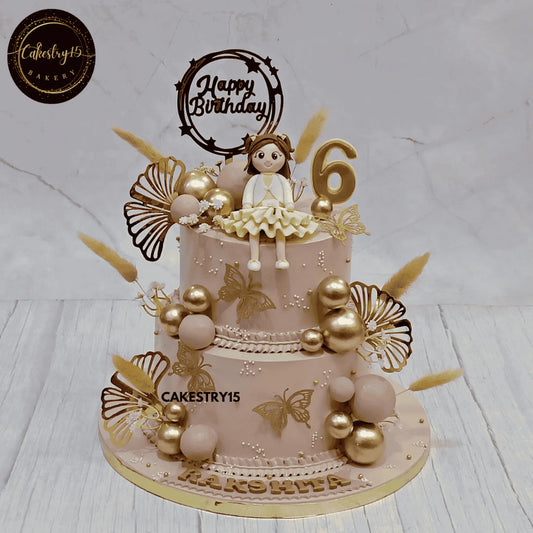 Shimmer & Shine Celebration Cake,2kg butterscotch 6th birthday cake for a girl  by cakestry15 noida,cake full image,doll cake