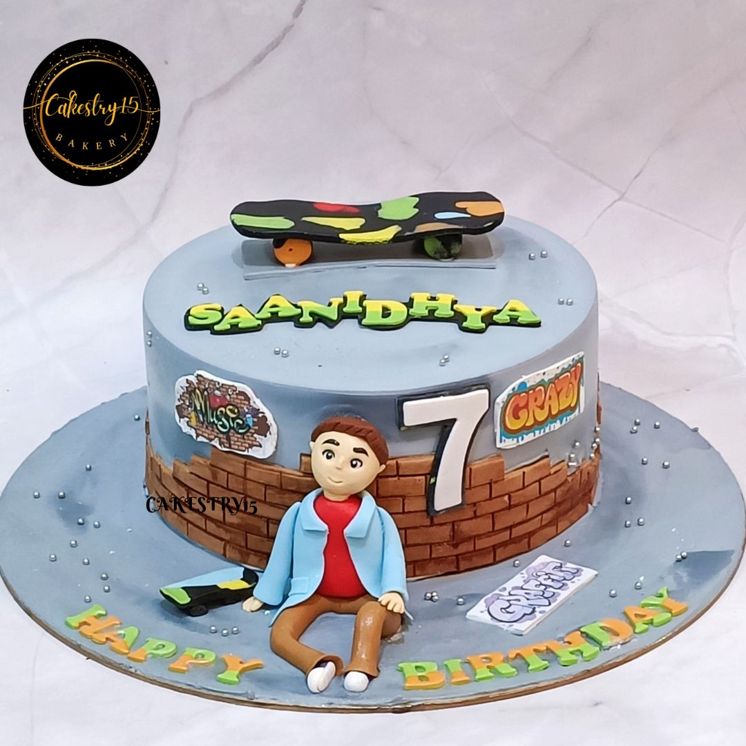 Skateboard Theme 2kg choco chip birthdday Cake by cakestry15,noida,cake full image