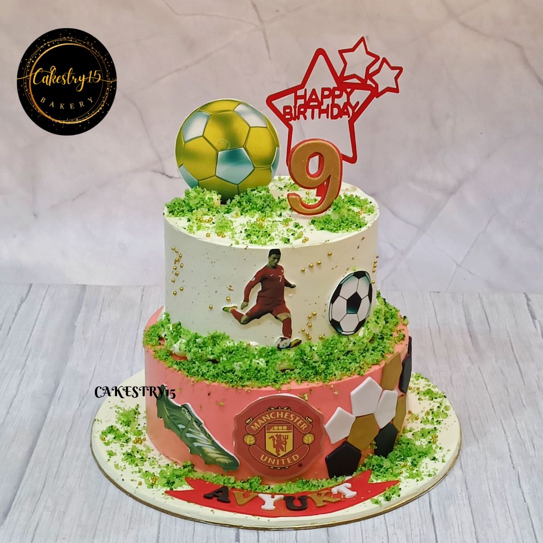 Soccer Glory 2kg butterscotch birthday Cake by cakestry15 noida,cake full image