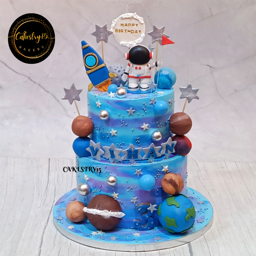 Space Birthday 3kg pineapple birthday Cake by cakestry15,noida,cake full image