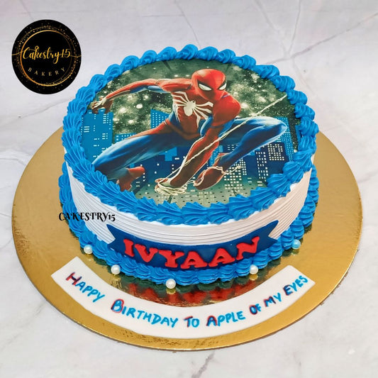 Spiderman Mania 1kg pineapple birthday Cake by cakestry15,noida,cake full image