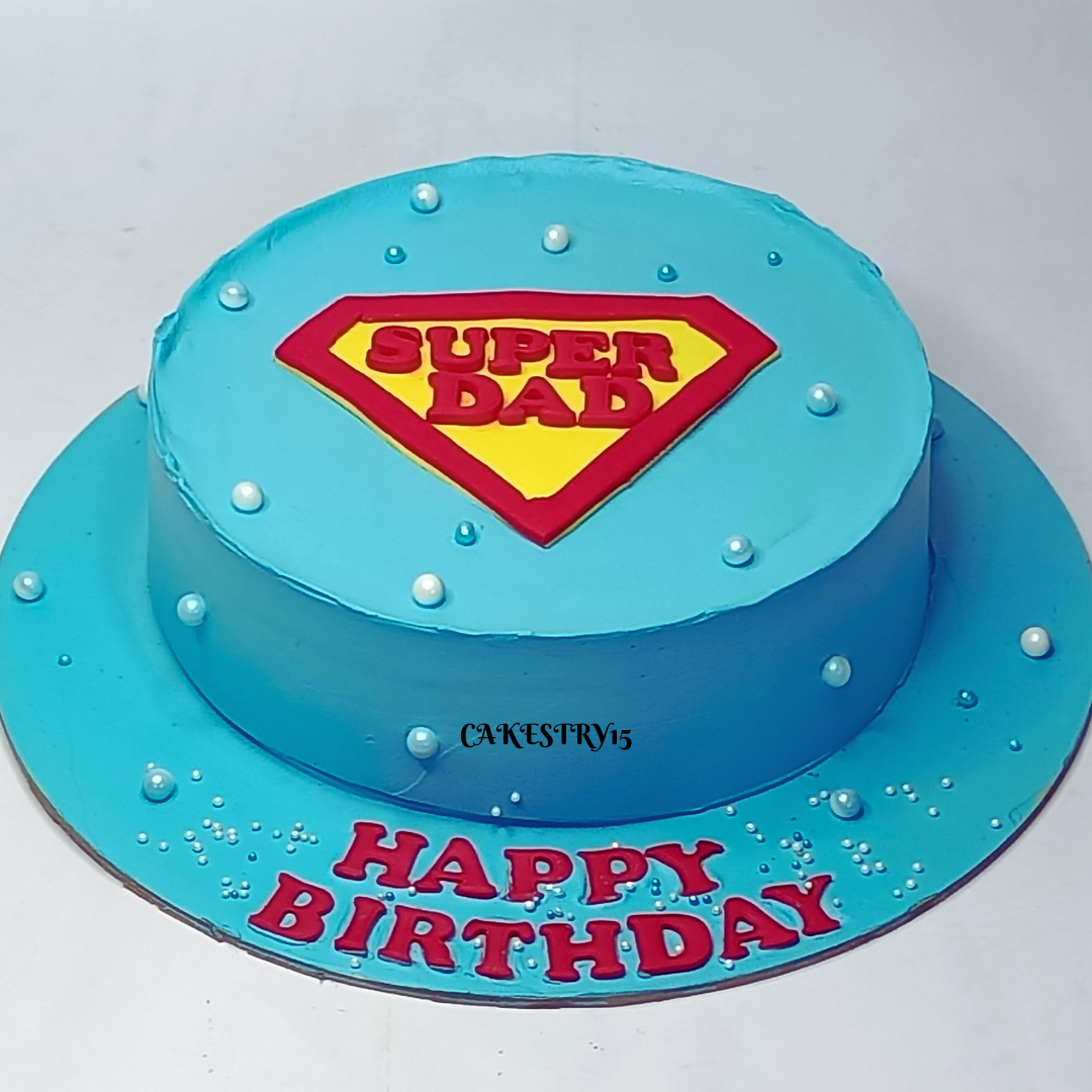 Super Dad Theme 1kg  blueberry birthday Cake by cakestry15 noida,cake full image