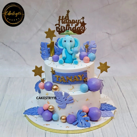 Sweet Elephant 1st Birthday Cake,2kg 2tier blueberry first birthday cake by cakestry15 noida,cake full image,cake for boys