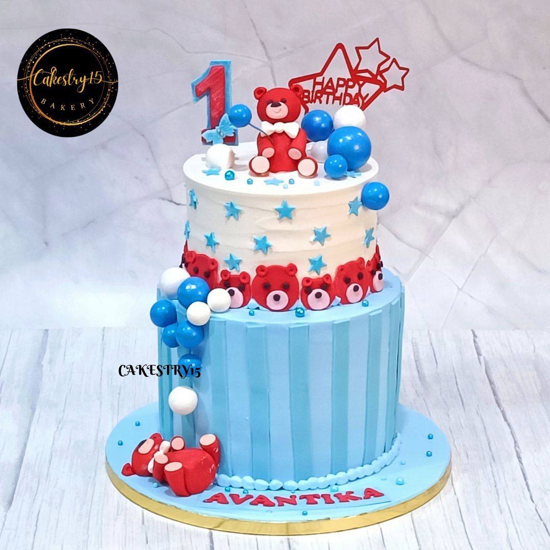 Teddy First Birthday 3kg  pineapple,first birthday cake,cakestry15,noida,cake full image 