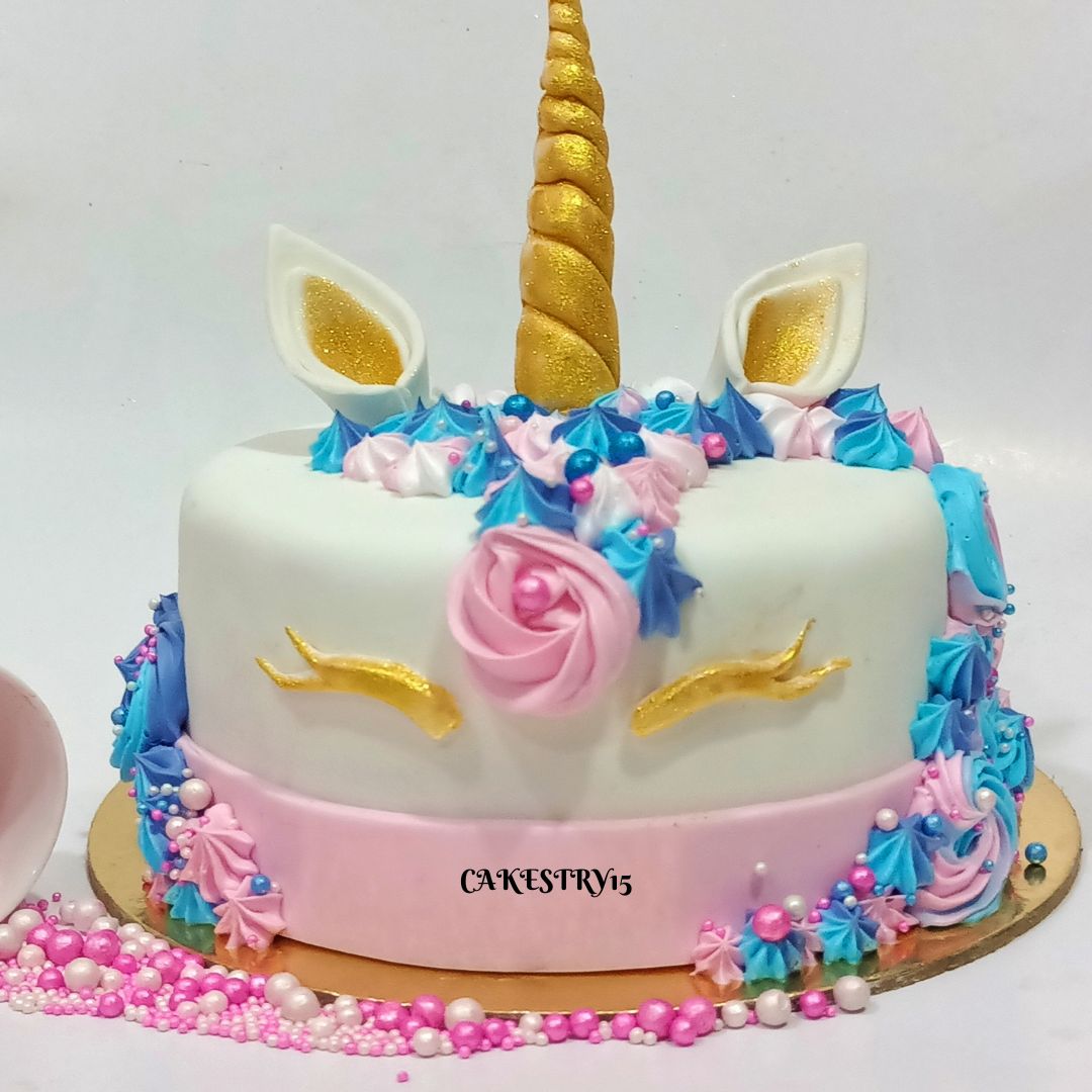 Unicorn 1 kg butterscotch birthday Cake by cakestry15,noida,cake full image