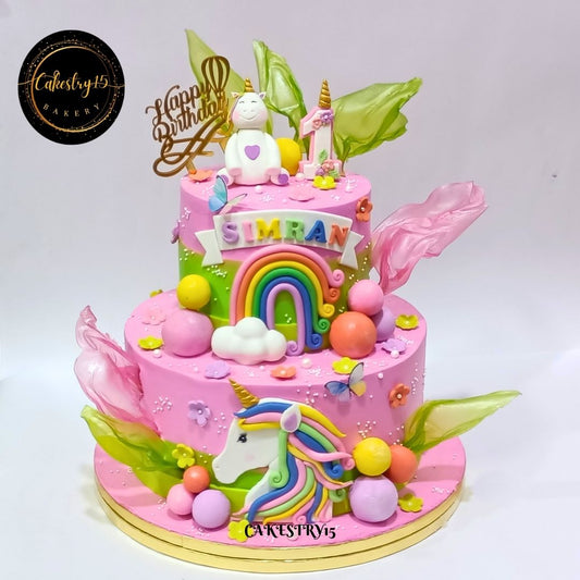 Unicorn Dream 5kg chocolate butterscotch first birthday Cake by cakestry15,noida,cake full image