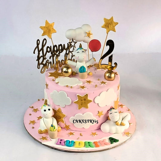 Unicorn First Birthday 1kg chocolate Cake by cakestry15,noida,cake full image