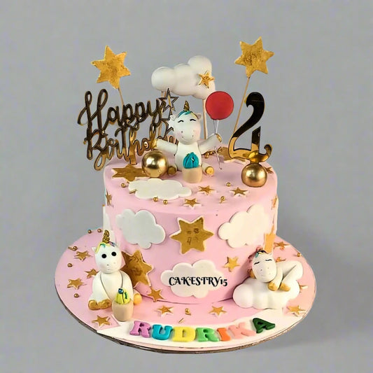 Unicorn First Birthday 1kg chocolate Cake by cakestry15,noida,cake full image