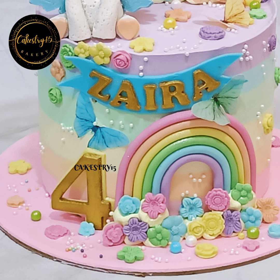 Unicorn Magical 1.5kg Butterscotch 4th Birthday Cake,cakestry15,best bakery noida,unisex cakes,cake bottom image zoom in