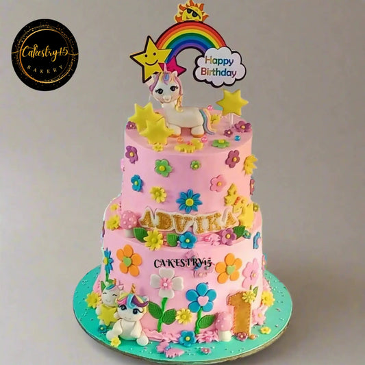 unicorn pony 4kg choco chip flavour first birthday cake by cakestry15
