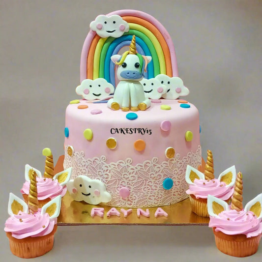 Unicorn Rainbow Fondant 2.5kg chocolate birthday Cake by cakestry15 noida,cake full image