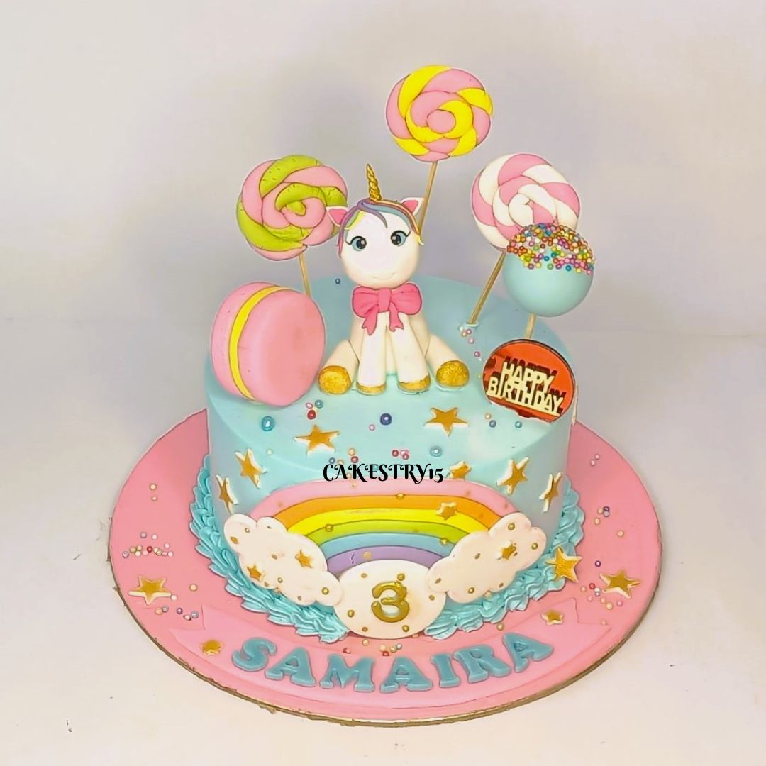 Unicorn Swirl 1kg chocolate birthday Cake,cakestry15,noida,cake full image