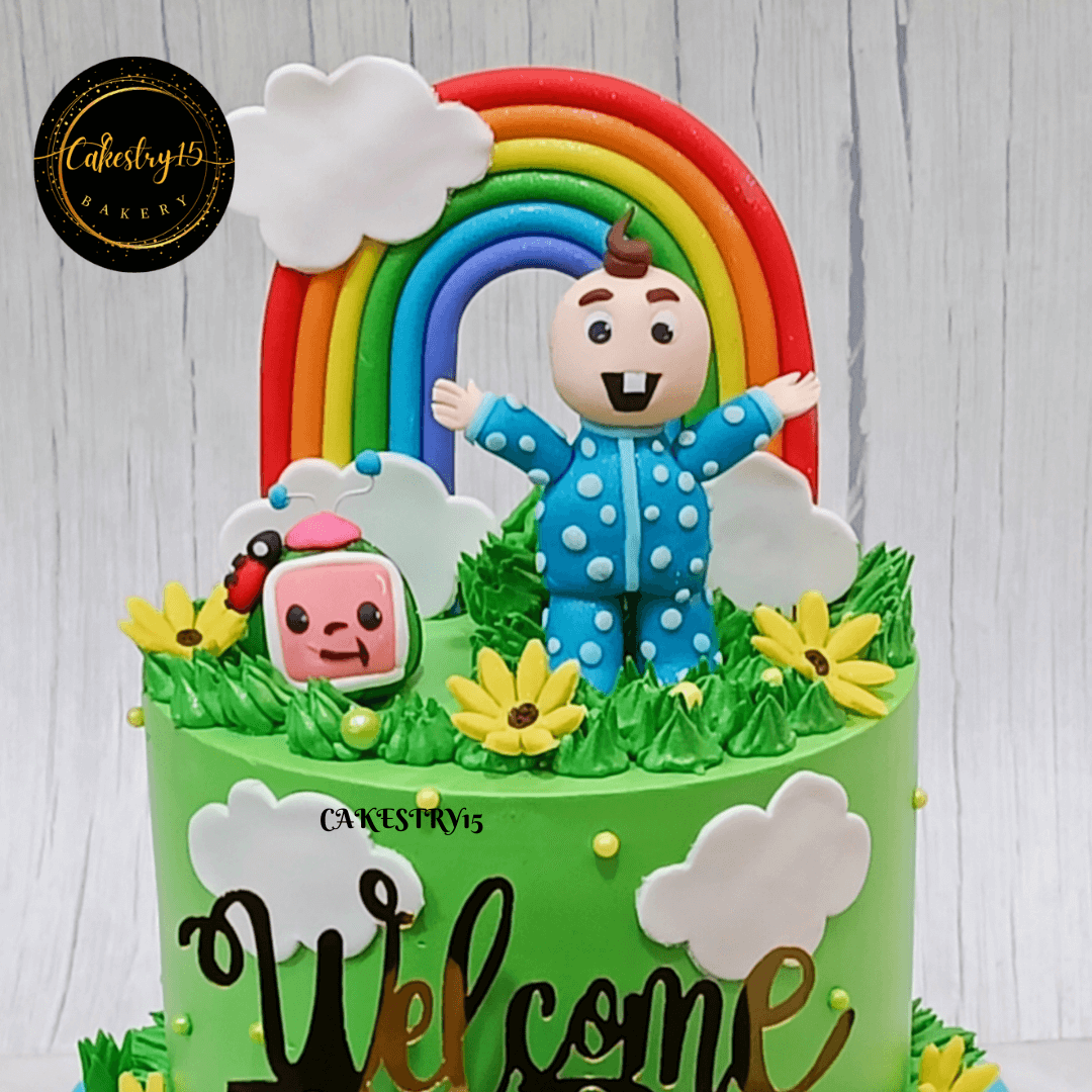  Welcome Baby theme 3kg size 2tier strawberry flavor Cake,top tier image