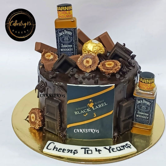 Whisky Black Label 1kg chocolate anniversary  Cake by cakestry15 noida,cake full image