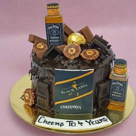 Whisky Black Label 1kg chocolate anniversary  Cake by cakestry15 noida,cake full image