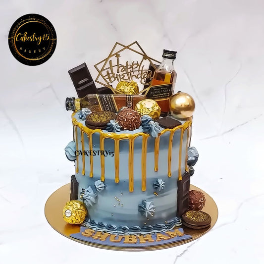 Whisky Black Label Rocher 1kg chocolate birthday Cake by cakestry15 noida,cake full image