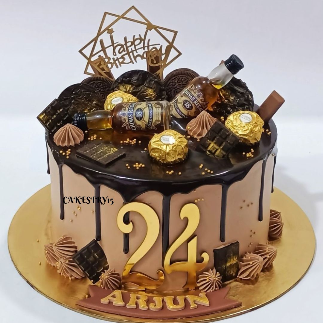 Whisky Chivas Regal 2kg chocolate birthday Cake,cake full image