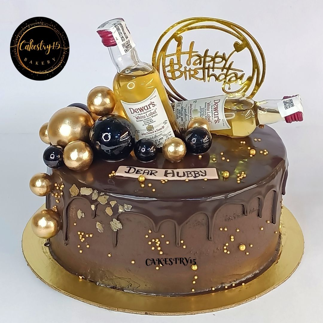 Whisky Dewars 1kg chocolate birthday Cake,cakestry15 noida,cake full image