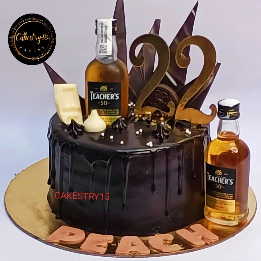 Whisky Teachers 1kg chocolate birthday Cake by cakestry15,noida,cake full image