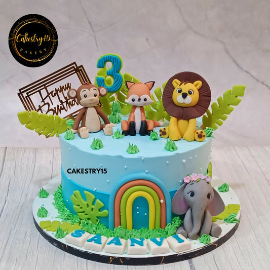 Wild Birthday Celebration Cake,2kg butterscotch 3rd birthdaycake for a girl by cakestry15 noida,cake full image